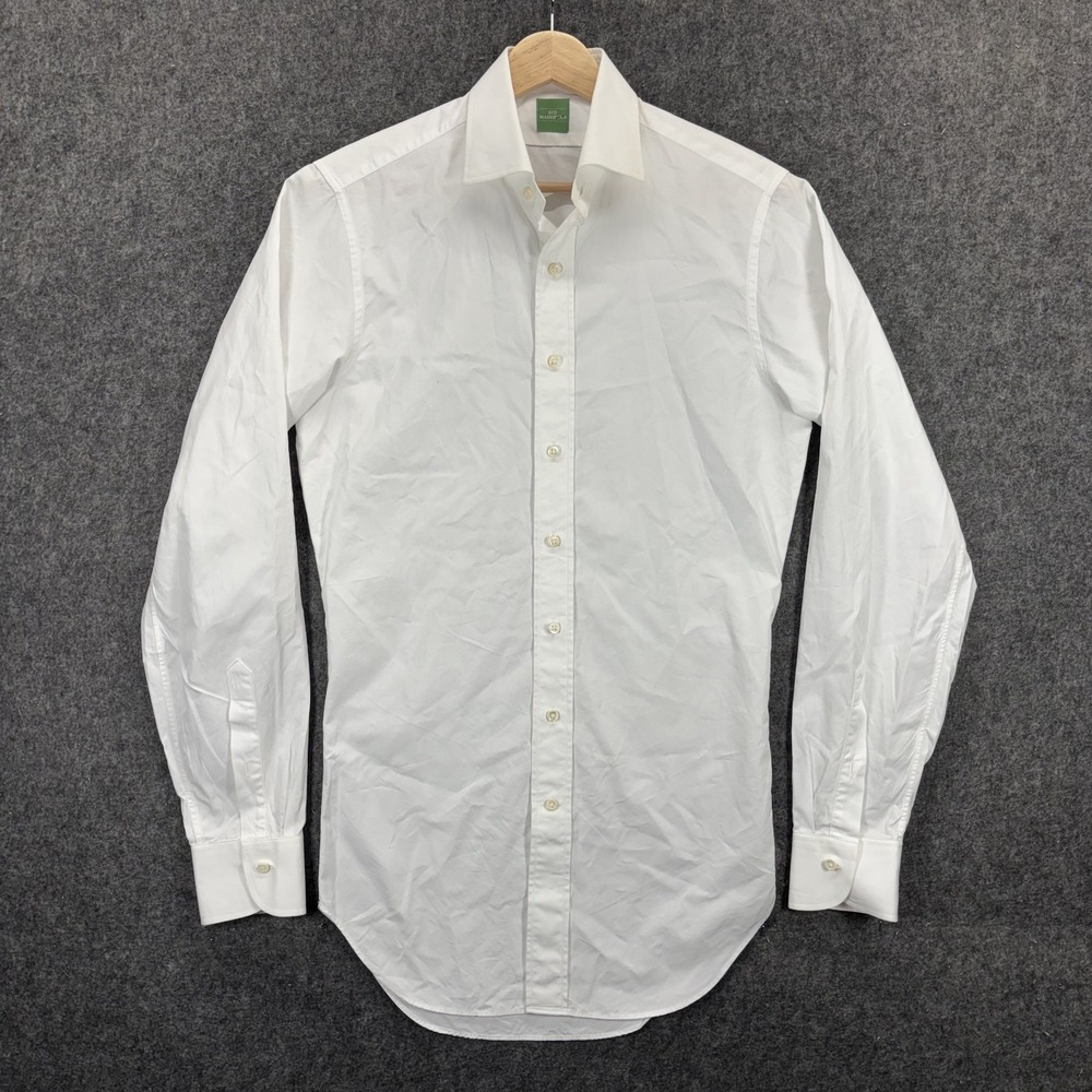 Sid Mashburn Dress Shirt Mens XS 17.5x33 White Extra Slim Fit Spread Collar